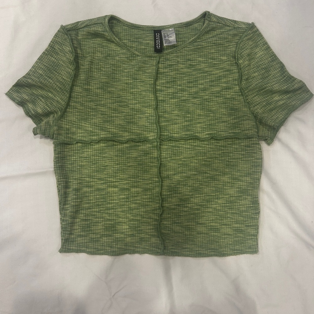 Green H&M Crop Top Seamed Design